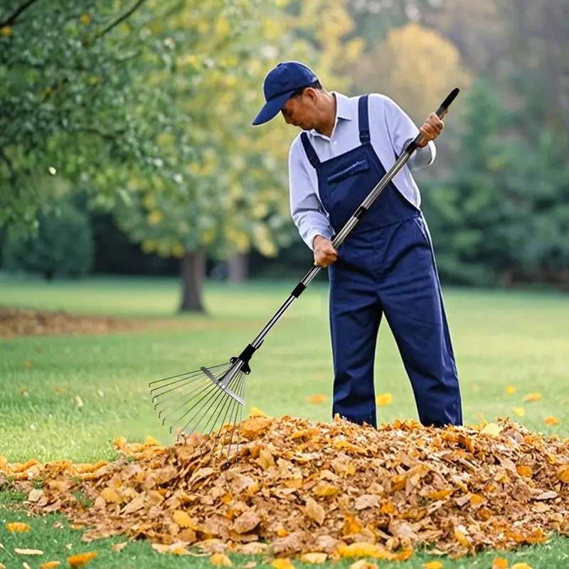 Mroace Adjustable Leaf Rake With Extendable Handle
