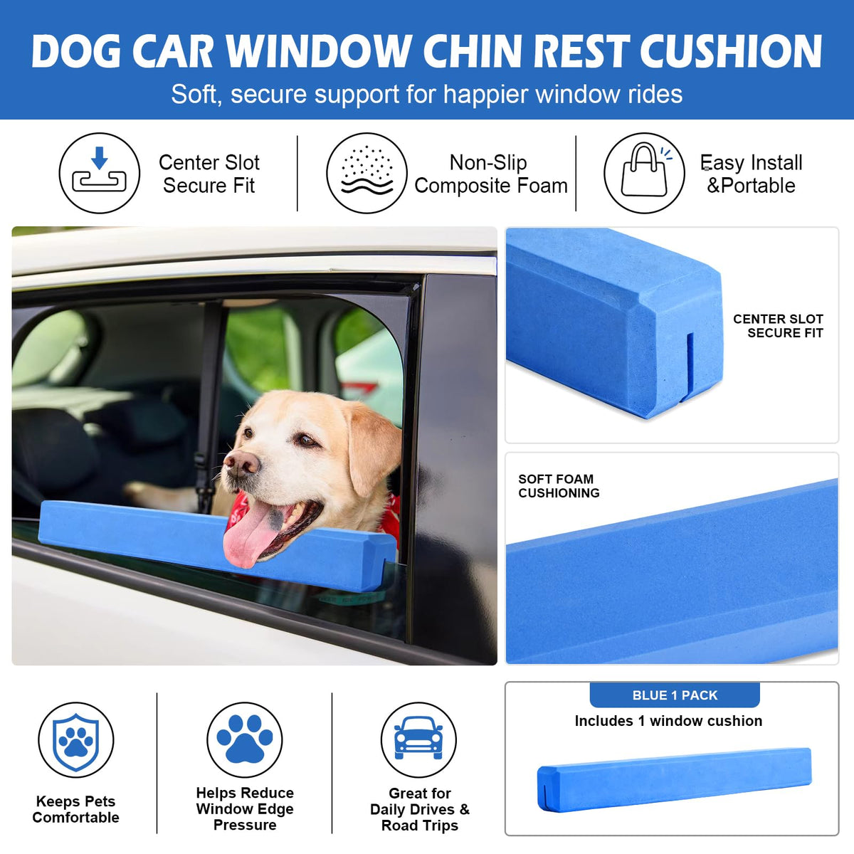 Mroace Non Slip Dog Car Window Chin Rest Cushion