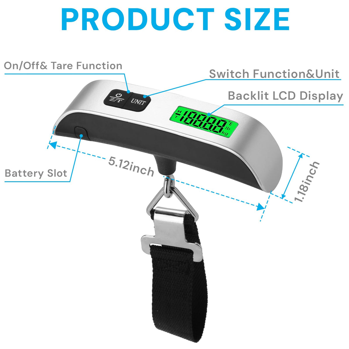 Mroace Portable Digital Luggage Scale With Backlit LCD