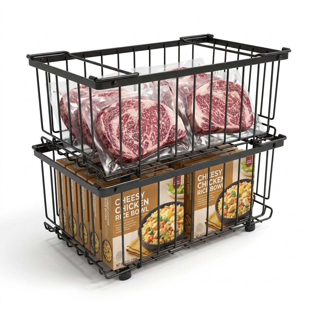 Mroace Stackable Foldable Freezer Organizer Bins