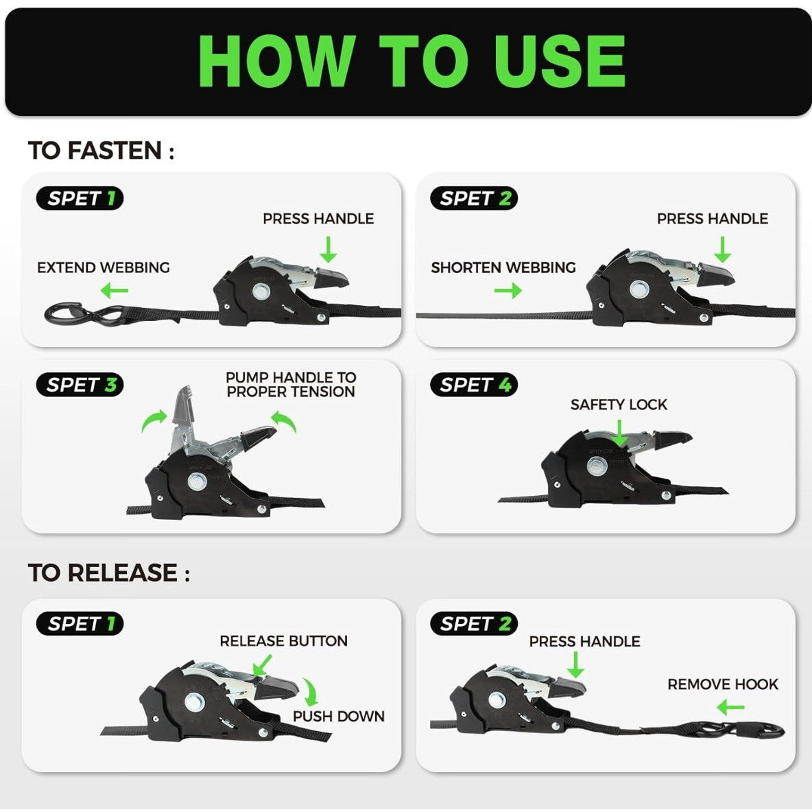 Mroace Heavy Duty Retractable Ratchet Straps