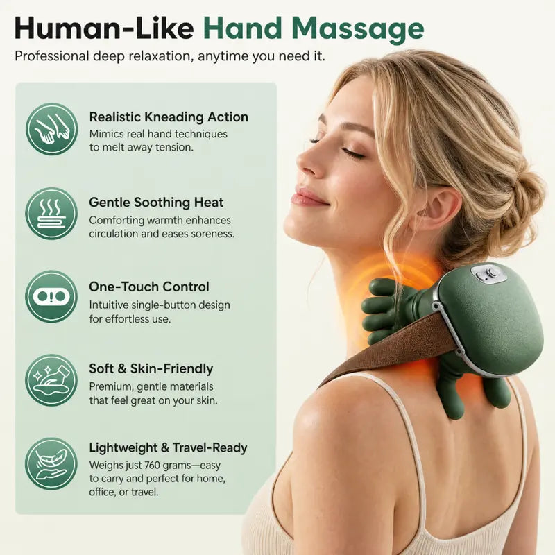 Mroace Cordless Heated Deep Tissue Kneading Neck and Back Massager