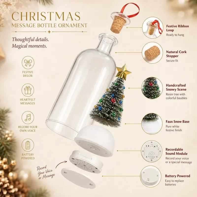Mroace Recordable Christmas Message Bottle Ornament