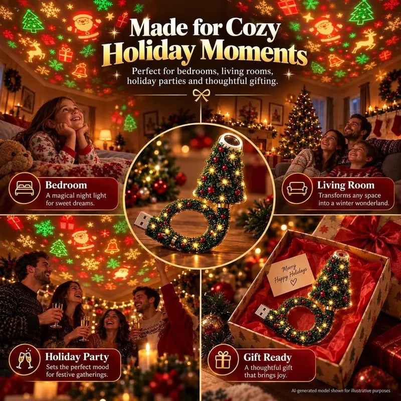 Mroace USB LED Christmas Pattern Projector Night Light