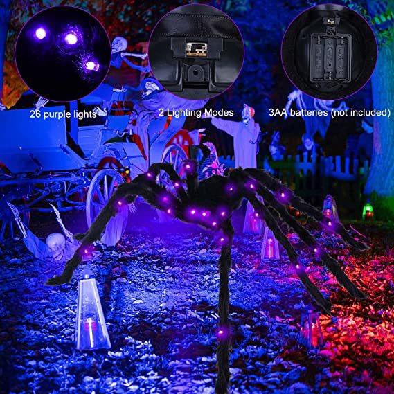 Mroace Giant Halloween Spider Web Lights Set