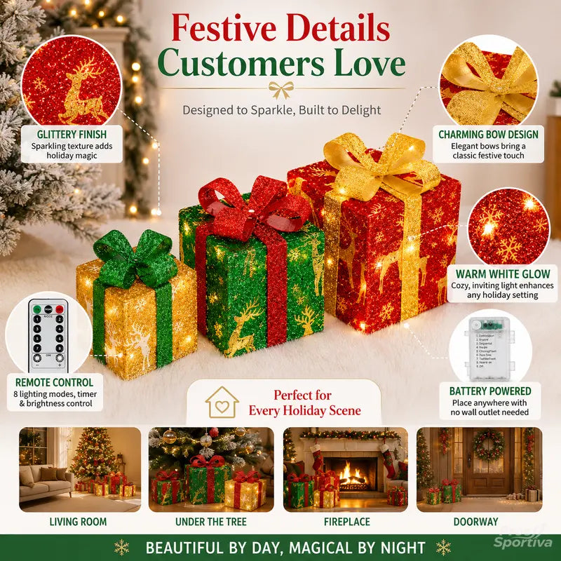 Mroace Remote Controlled LED Christmas Ornament Set