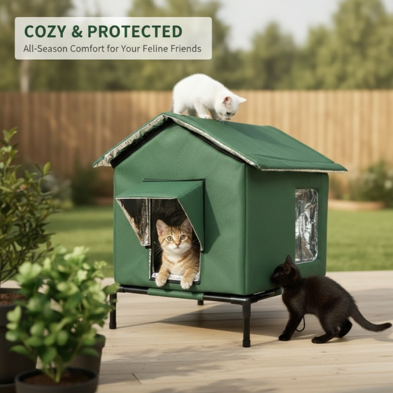 Mroace Waterproof Foldable Elevated Outdoor Cat House