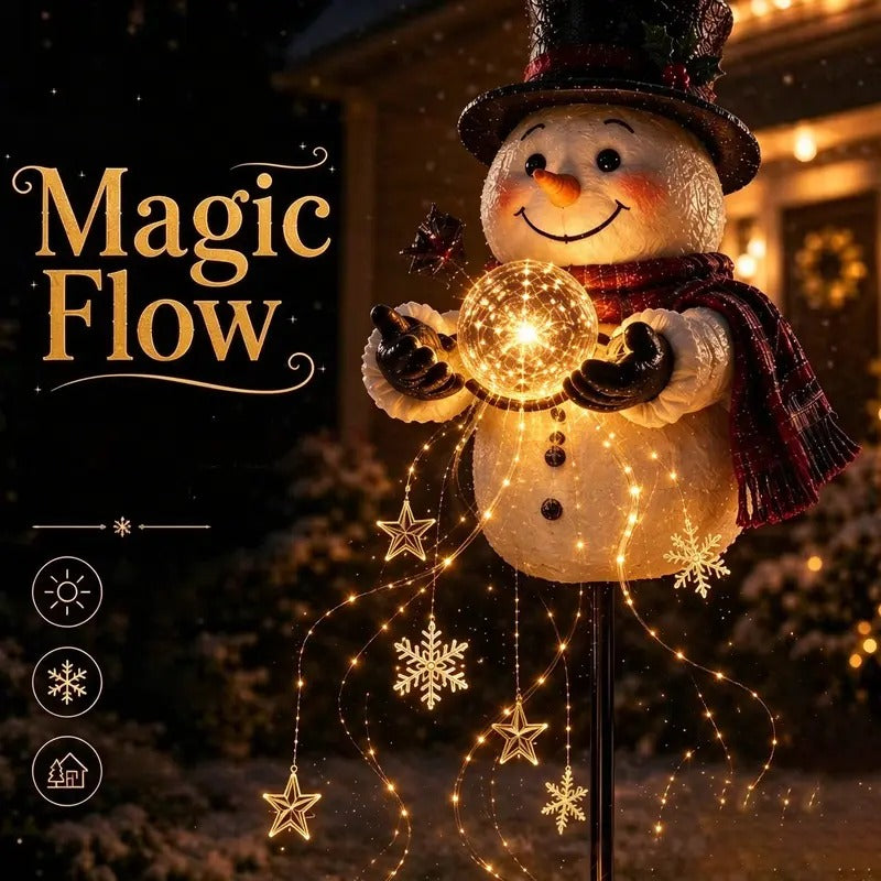 Mroace LED Snowman Magic Fountain Stake Light