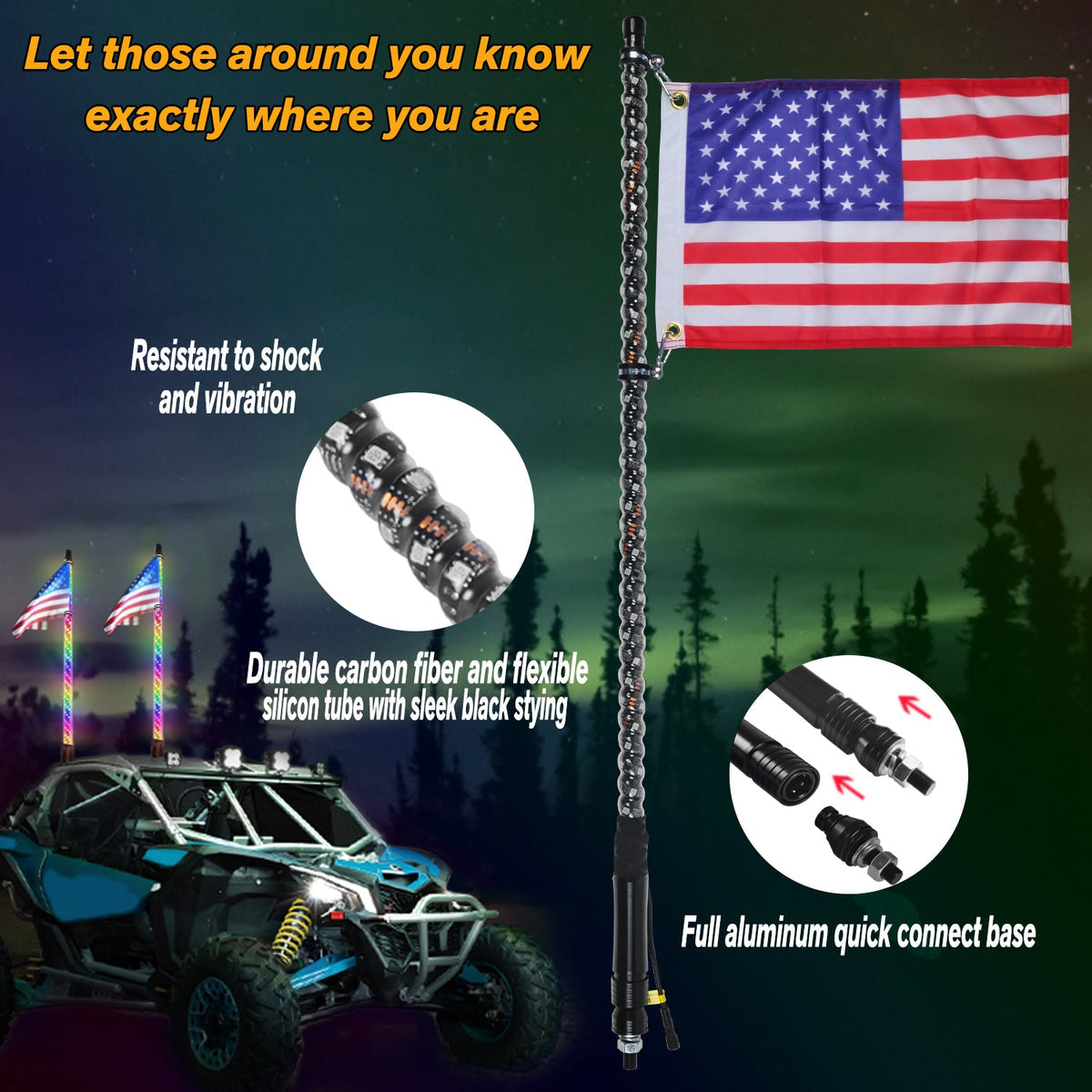 Mroace Bluetooth RGB LED Whip Lights