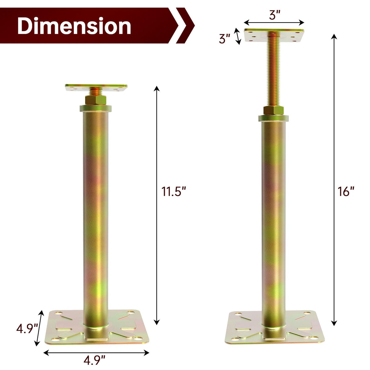 Mroace Heavy Duty Adjustable Floor Jack Support Posts - 4Pcs
