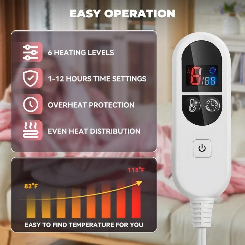 Mroace Wearable Electric Heated Blanket With Sleeves And Foot Pocket