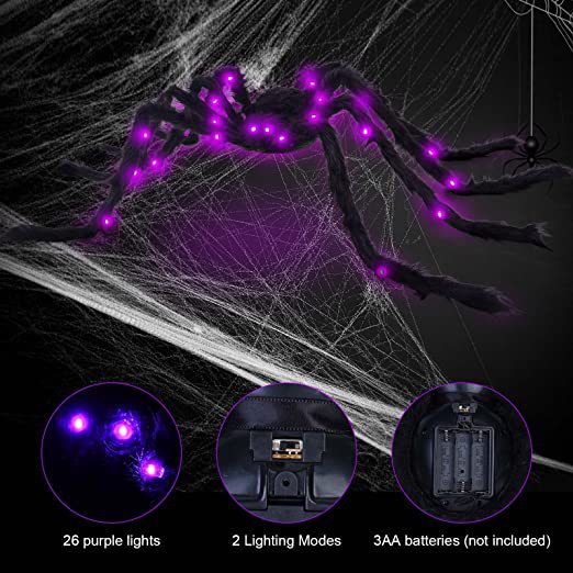 Mroace Giant Halloween Spider Web Lights Set