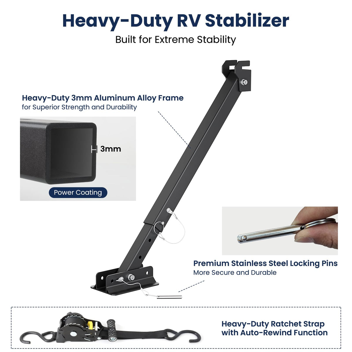 Mroace Heavy-Duty Aluminum I-Beam RV Stabilizer Jack
