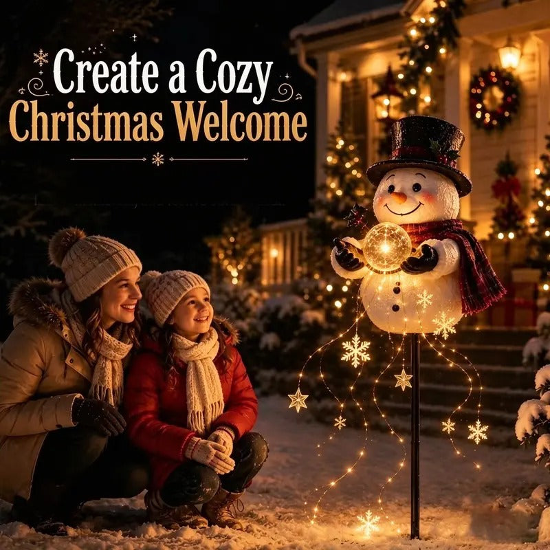 Mroace LED Snowman Magic Fountain Stake Light