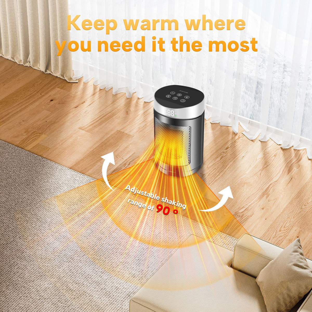 Mroace Portable Electric Space Heater With Adjustable Thermostat