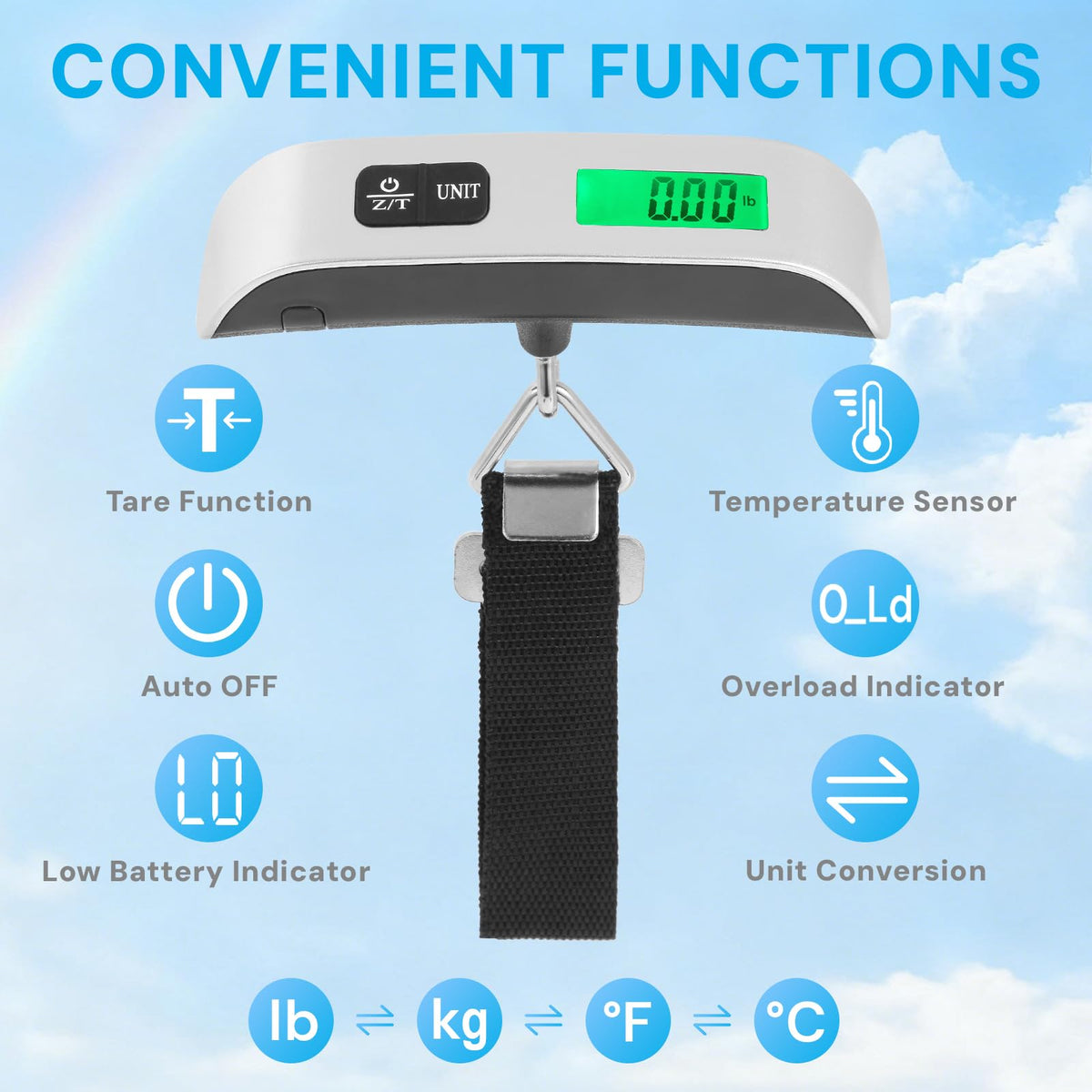 Mroace Portable Digital Luggage Scale With Backlit LCD