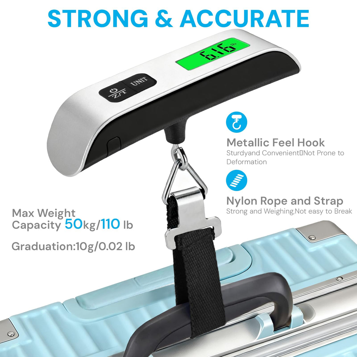 Mroace Portable Digital Luggage Scale With Backlit LCD