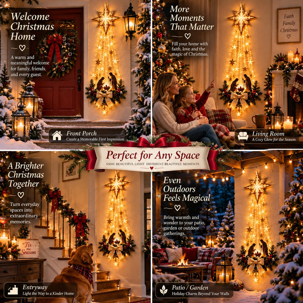 Mroace Lighted Bethlehem Star Nativity Wall Decor