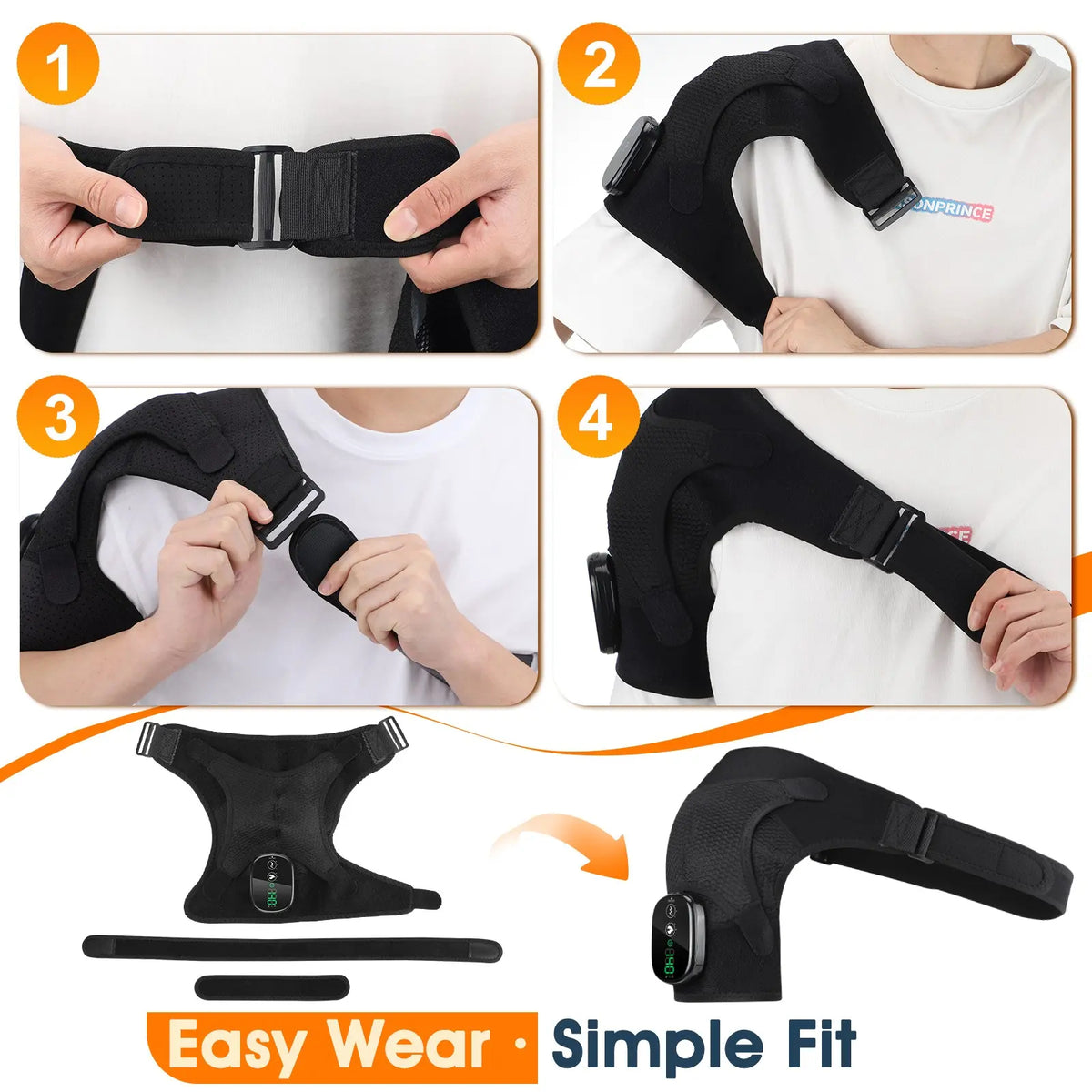 Mroace Cordless Heated Shoulder Wrap With Massage