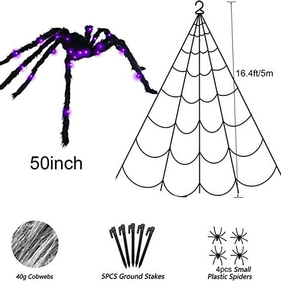Mroace Giant Halloween Spider Web Lights Set