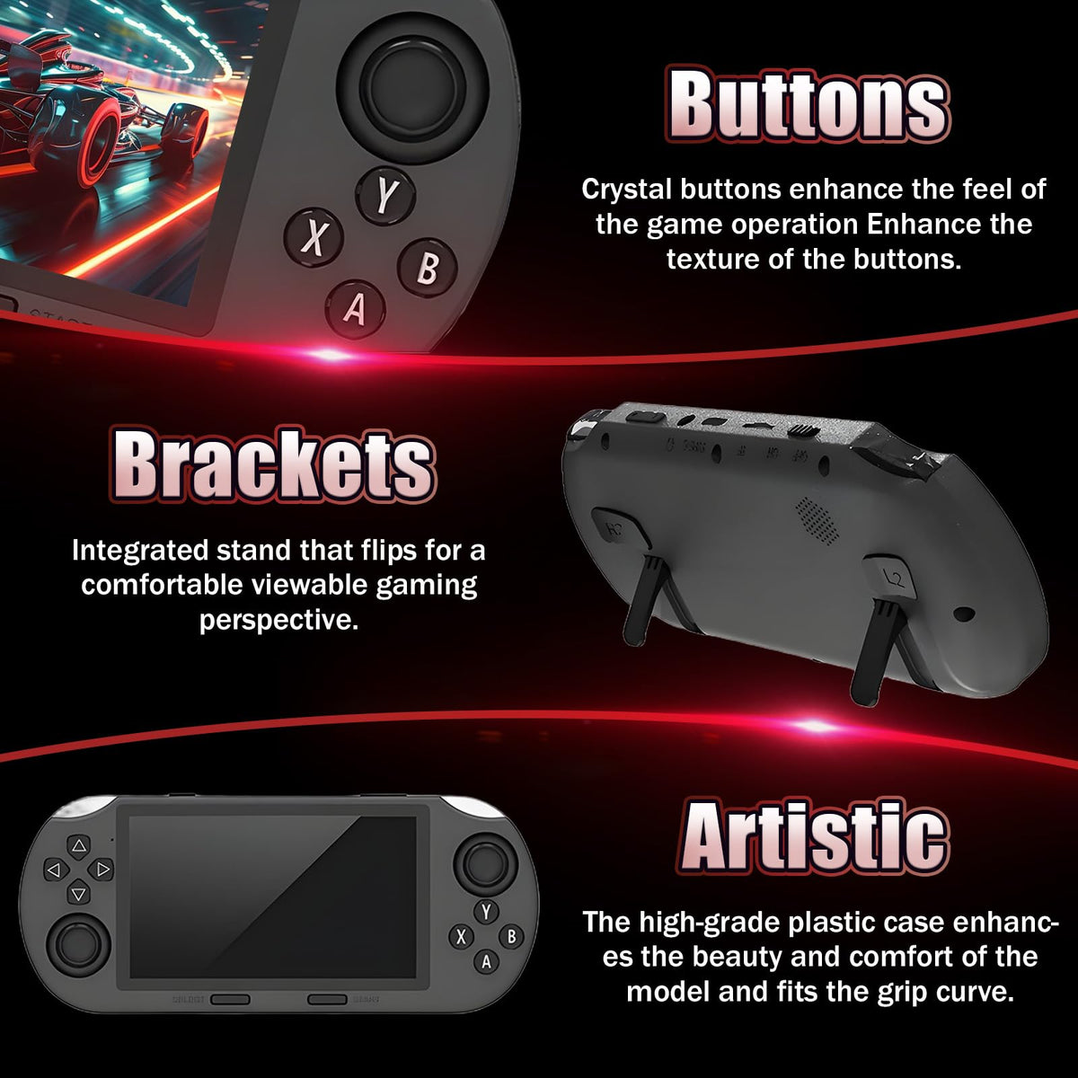 Mroace Retro Rechargeable Handheld Game Console With IPS Screen