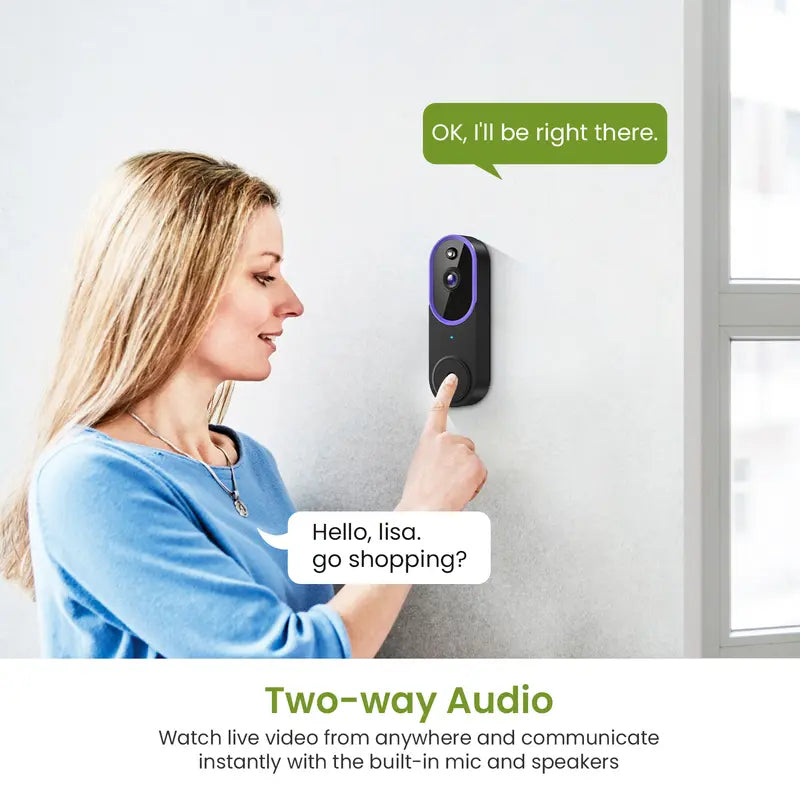 Mroace Wireless Smart Doorbell Camera With AI Human Detection