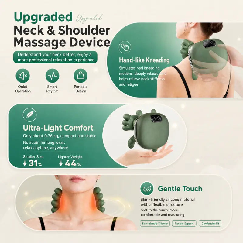 Mroace Cordless Heated Deep Tissue Kneading Neck and Back Massager