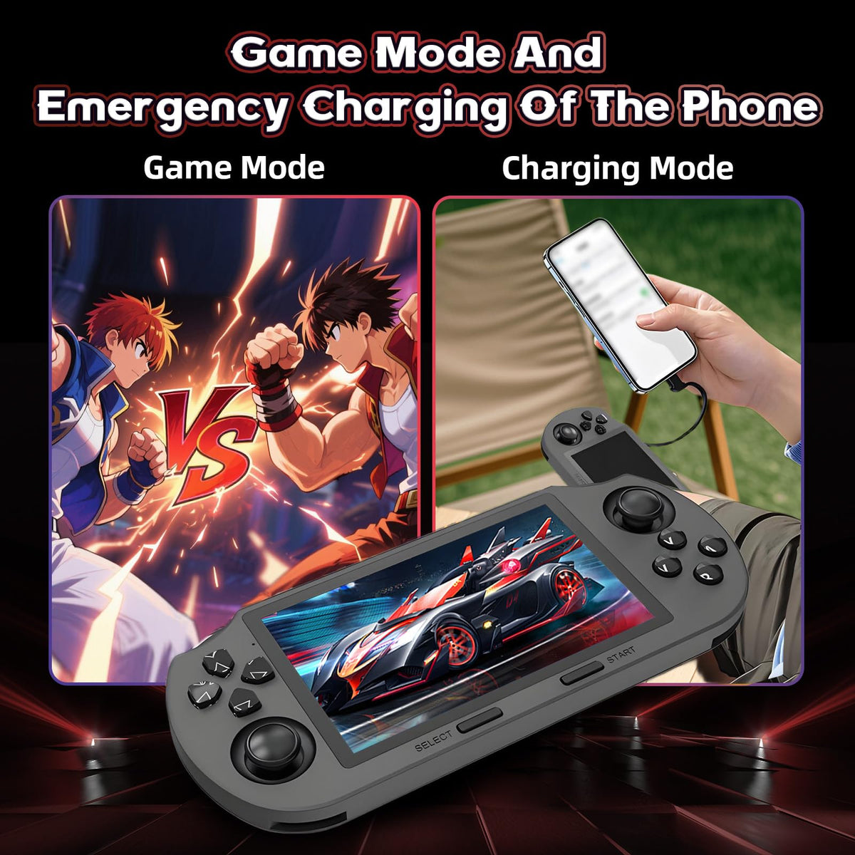 Mroace Retro Rechargeable Handheld Game Console With IPS Screen