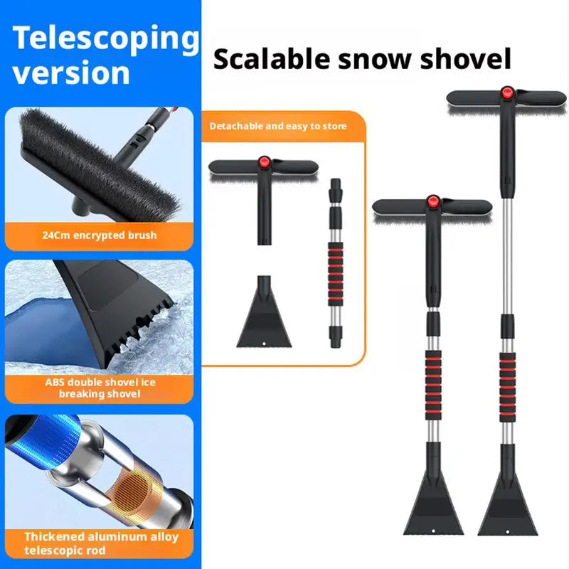 Mroace Adjustable Extendable Car Snow Shovel with Detachable Broom and Ice Scraper