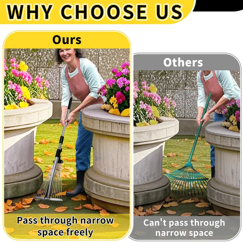 Mroace Adjustable Leaf Rake With Extendable Handle