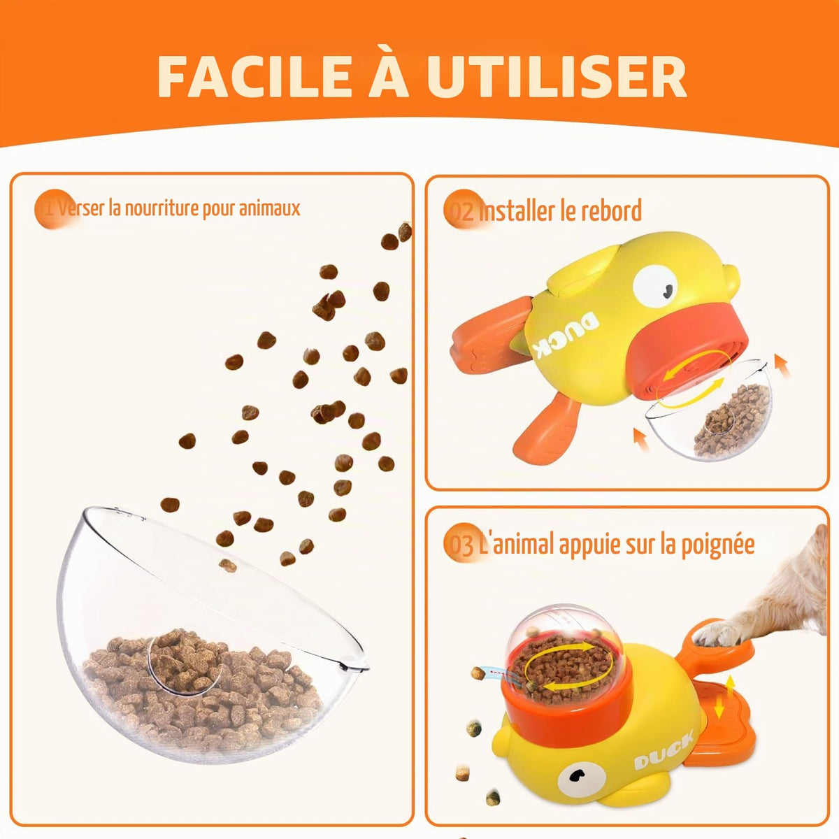 Mroace Interactive Duck Shaped Pet Food Dispenser