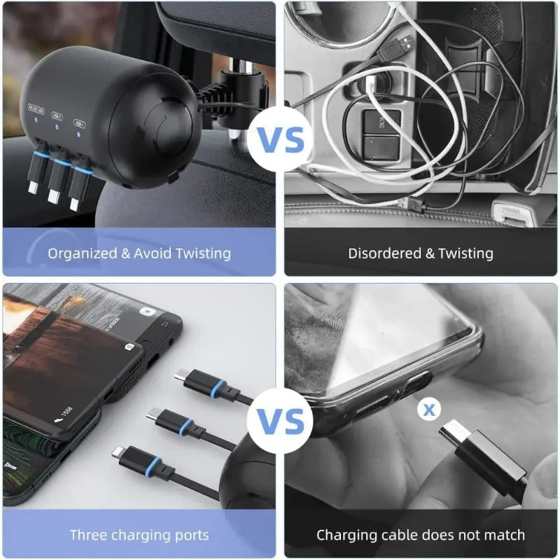 Mroace Retractable Backseat Charging Station Box