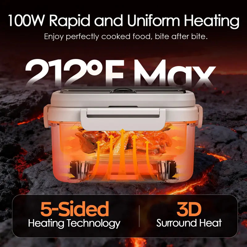 Mroace Cordless Rechargeable Heated Lunch Box With Smart Timer
