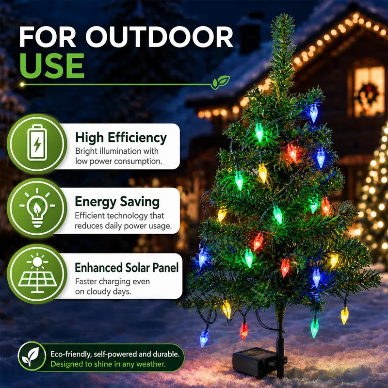 Mroace Waterproof Solar LED Christmas Tree Pathway Lights Set