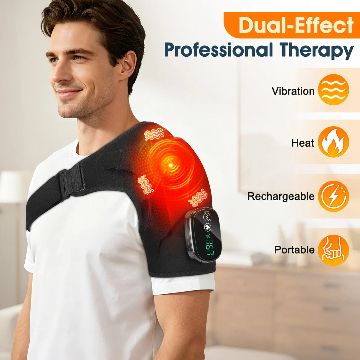 Mroace Cordless Heated Shoulder Wrap With Massage