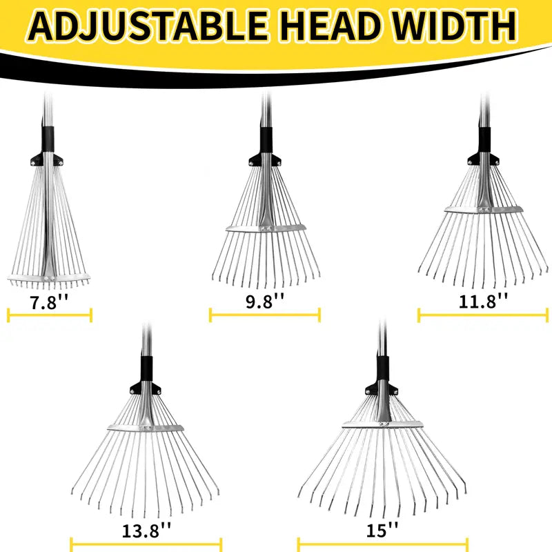 Mroace Adjustable Leaf Rake With Extendable Handle