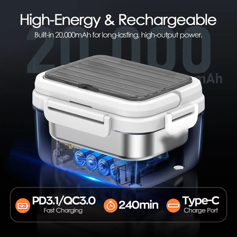 Mroace Cordless Rechargeable Heated Lunch Box With Smart Timer