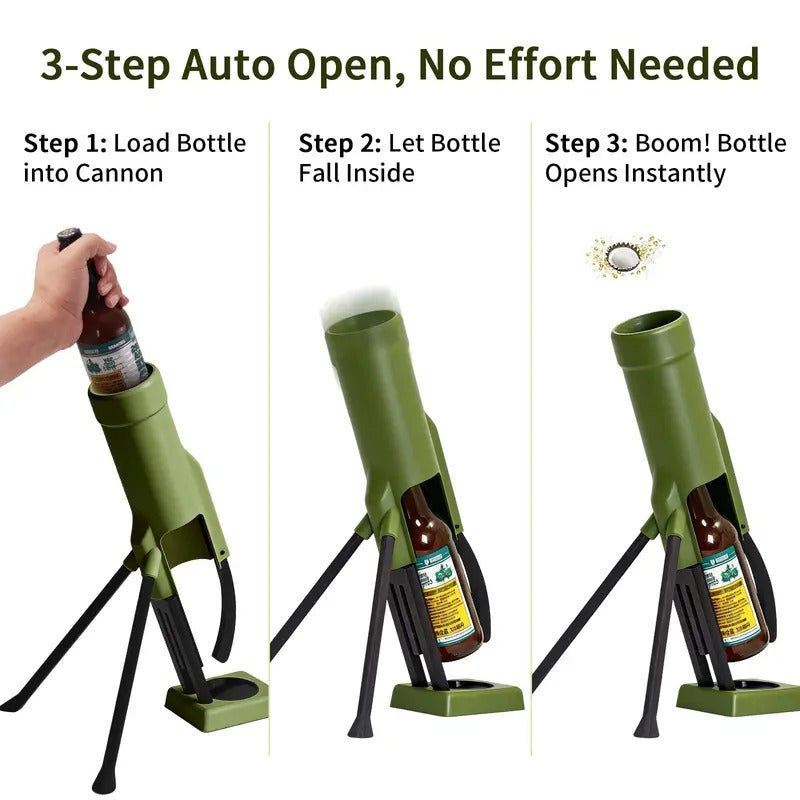 Mroace Heavy-Duty Metal Mortar-Shaped Push-Down Beer Bottle Opener