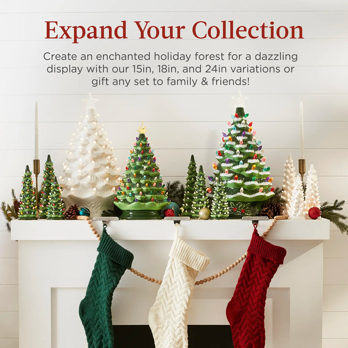 Mroace Pre Lit Hand Painted Ceramic Christmas Trees