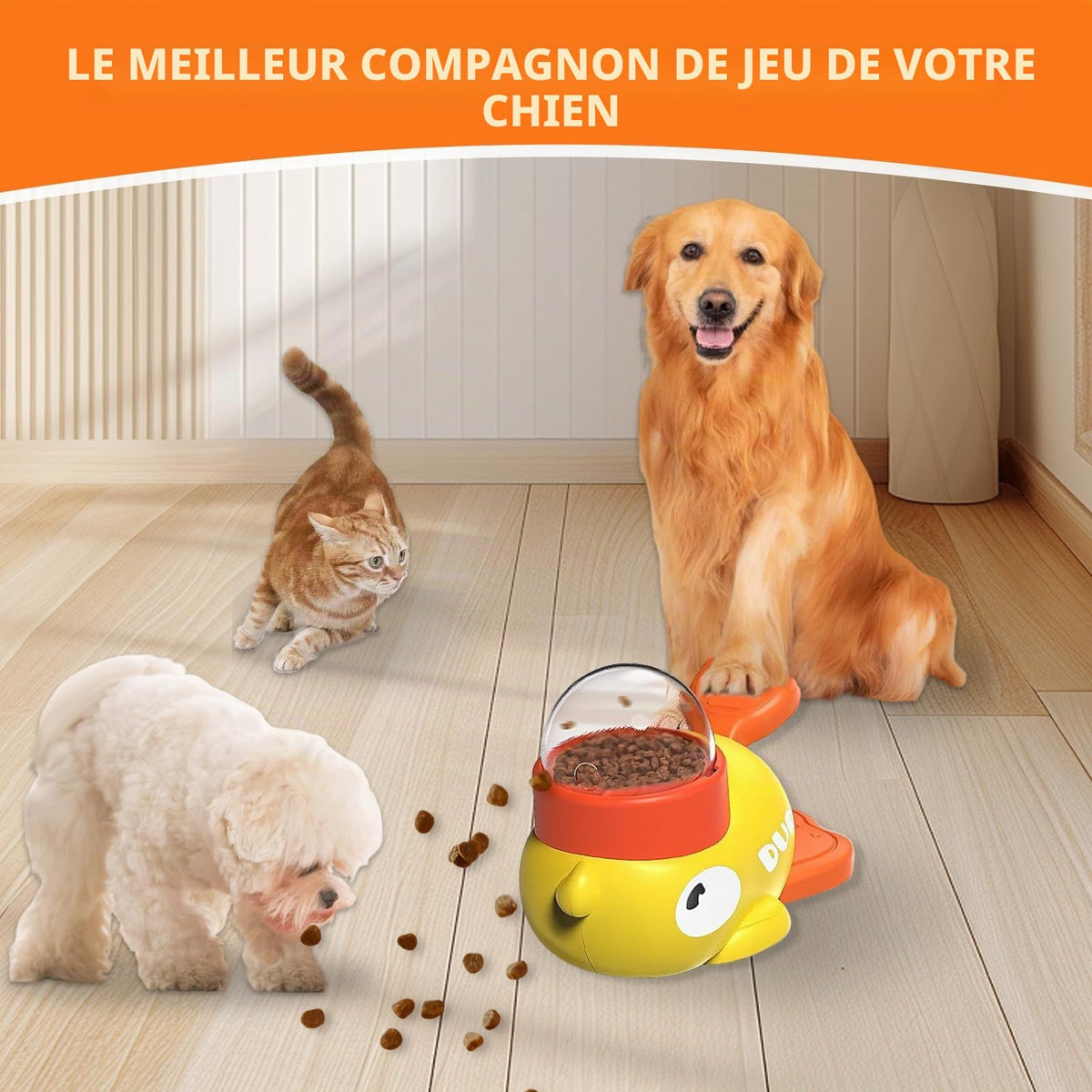 Mroace Interactive Duck Shaped Pet Food Dispenser