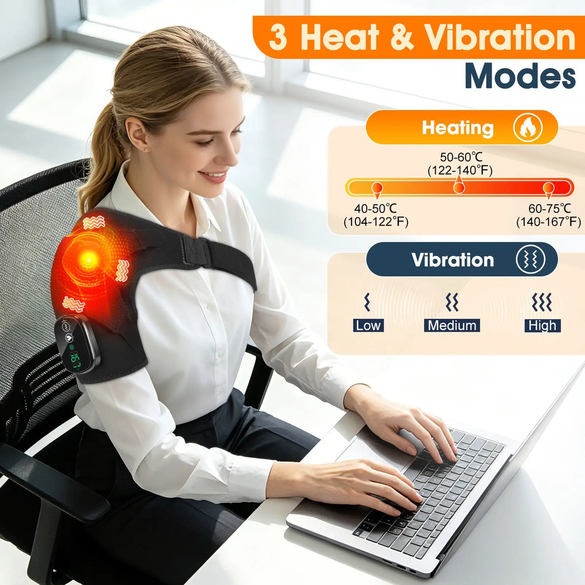 Mroace Cordless Heated Shoulder Wrap With Massage
