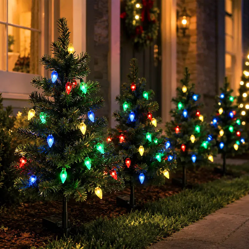Mroace Waterproof Solar LED Christmas Tree Pathway Lights Set