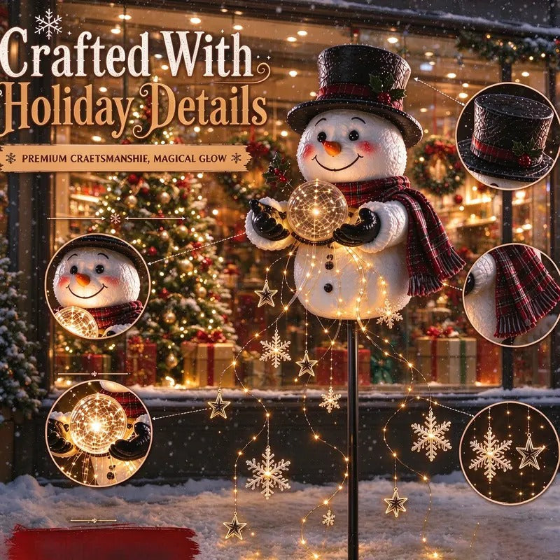 Mroace LED Snowman Magic Fountain Stake Light