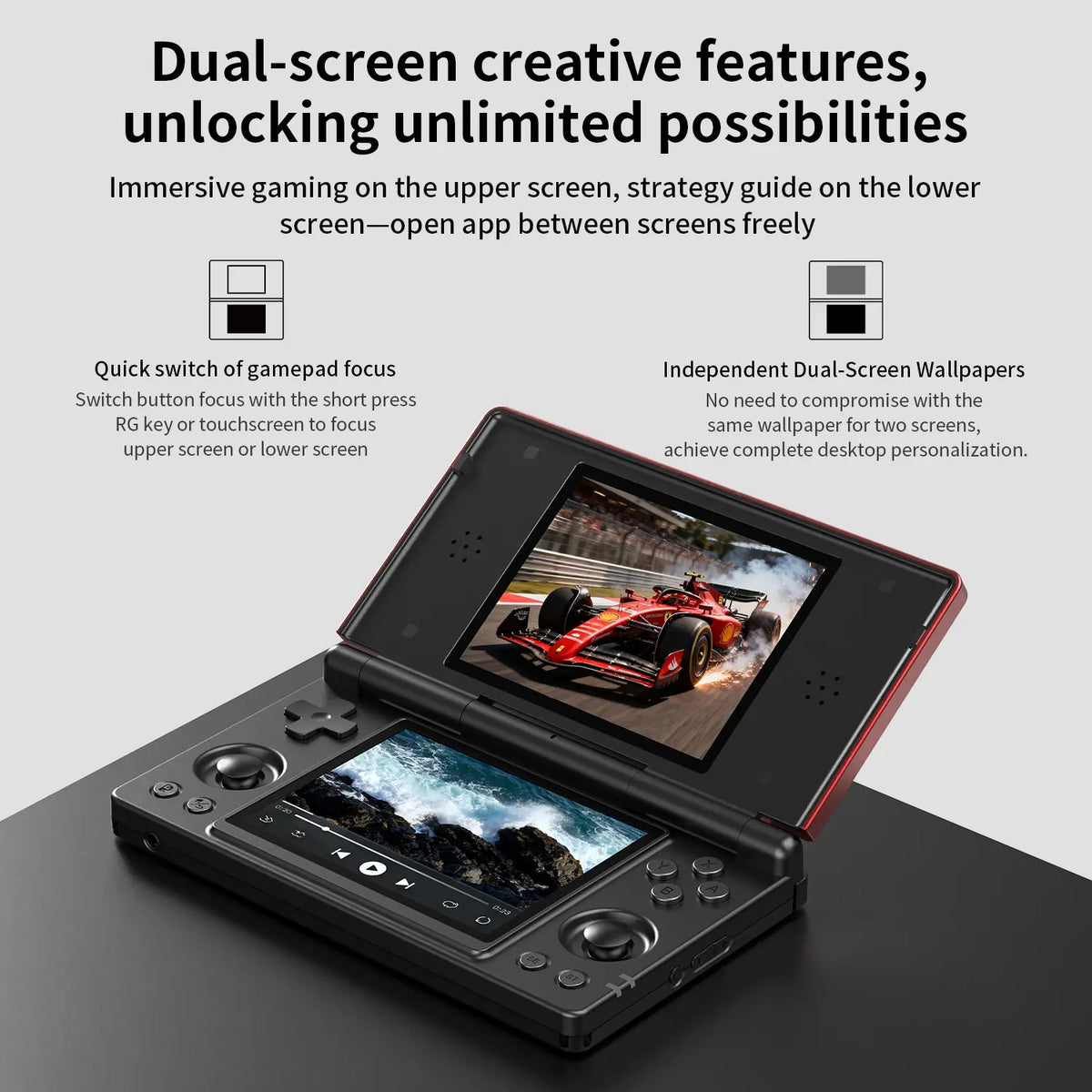 Mroace Dual Screen Retro Handheld Game Console