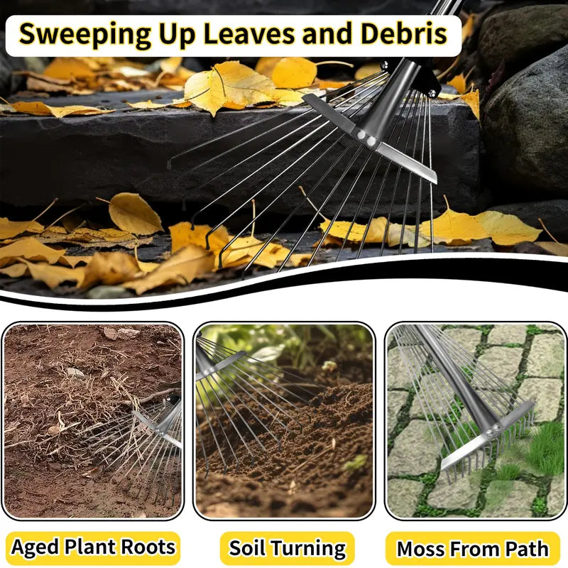 Mroace Adjustable Leaf Rake With Extendable Handle