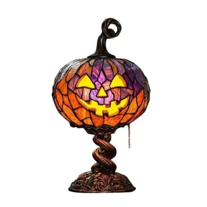 Mroace Stained Glass Halloween Pumpkin Table Lamp