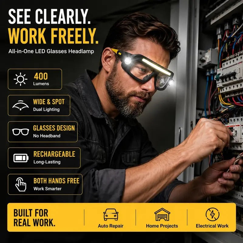 Mroace Rechargeable Motion Sensor LED Headlamp Glasses
