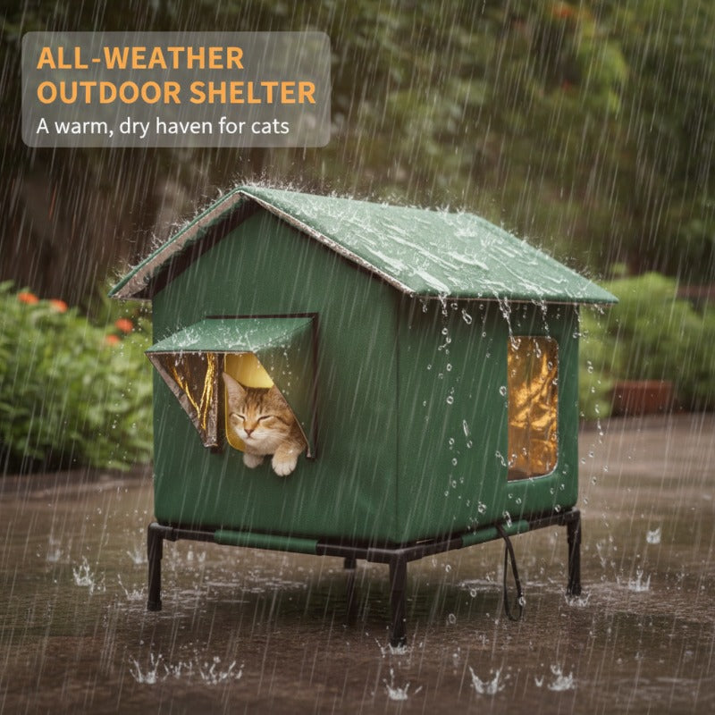 Mroace Waterproof Foldable Elevated Outdoor Cat House