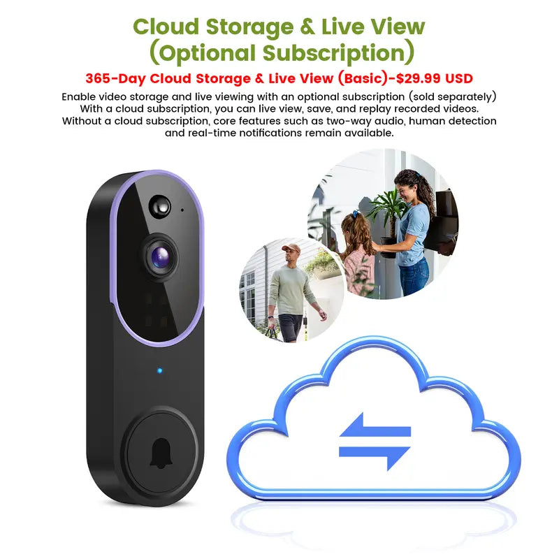 Mroace Wireless Smart Doorbell Camera With AI Human Detection