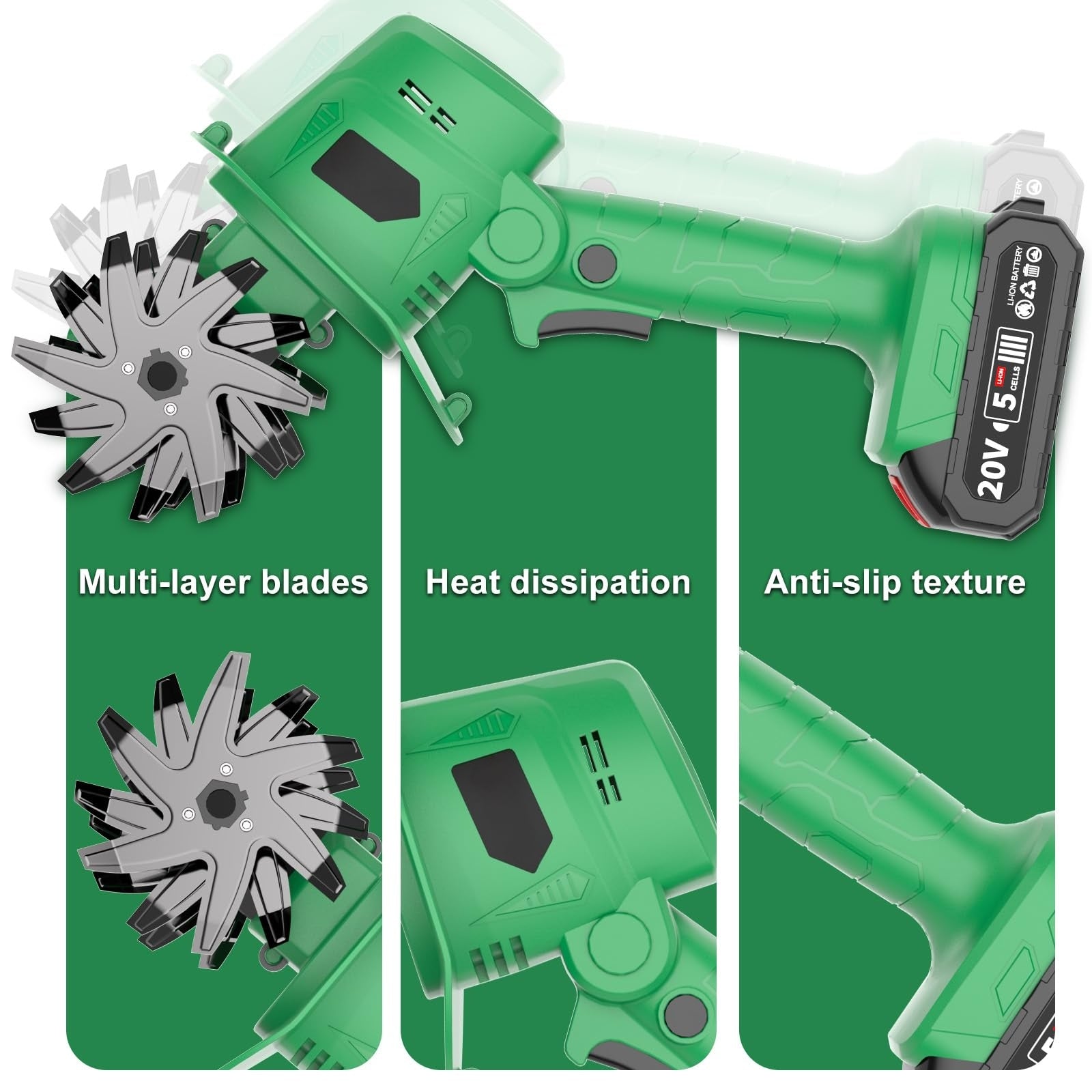 Mroace 20V Cordless Tiller Cultivator for Gardening